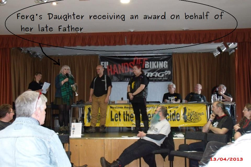 Ferg's Daughter receiving an award on behalf of her late Father, Ferg