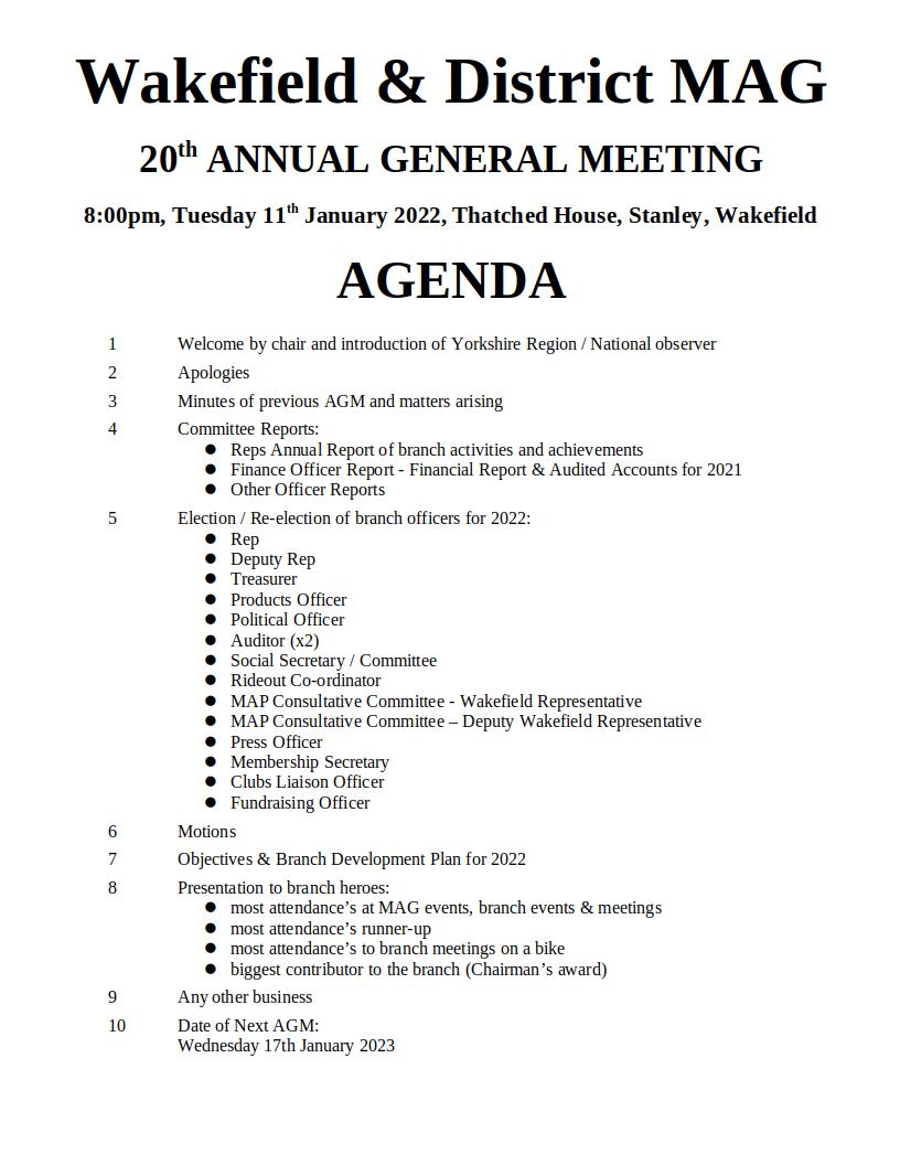 2021 AGM Agenda
