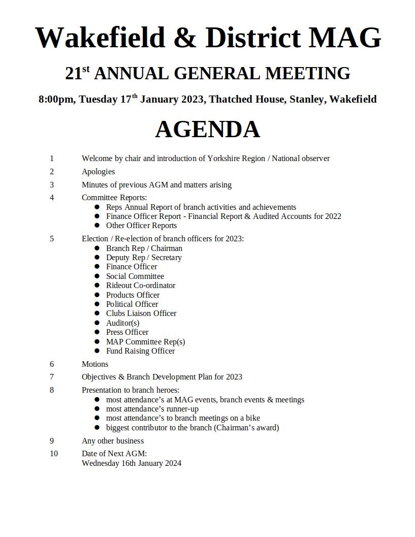 2022 AGM Agenda