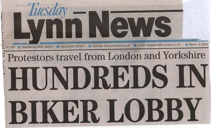 Coverage in the Lynn News, Tuesday 9th March 2004