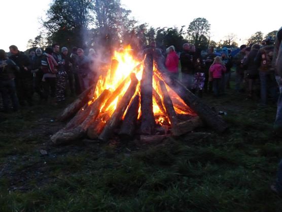 Enjoying the communal bonfire to round off the evening