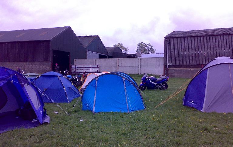 Tents up