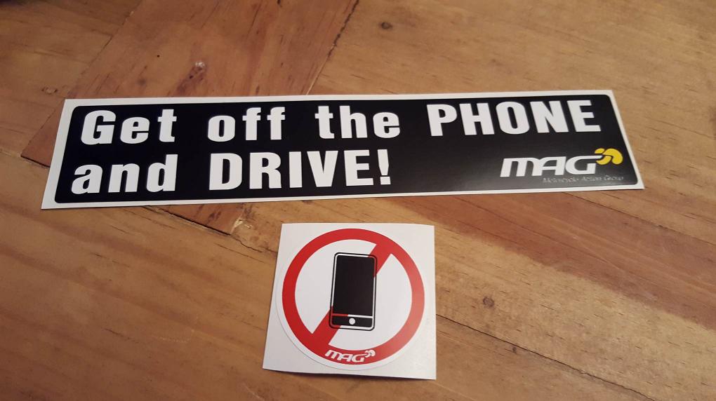 No phoning whilst driving stickers