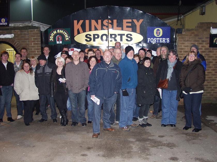 Our obligatory group photo, at Kinsley dog track