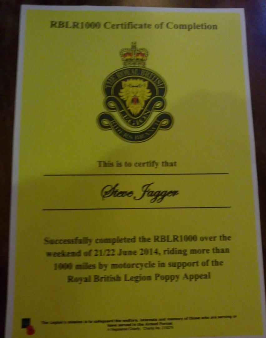 Certificate from the RBL
